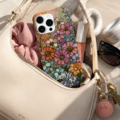 カラフルな野の花のステンドグラス オーダーメイドデザイン iPhoneケース