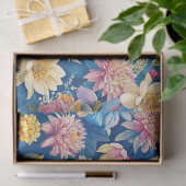 カラフルな野の花のデコパージュ柄 薄葉紙 (ギフト)