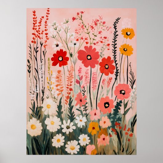 カラフルな野の花のフィールドペインティング ポスター (正面)