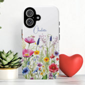 カラフルな野の花のフラワーパーソナライズドネーム Case-Mate iPhoneケース