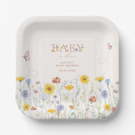 カラフルな野の花のベビーシャワー Baby In Bloom ペーパープレート