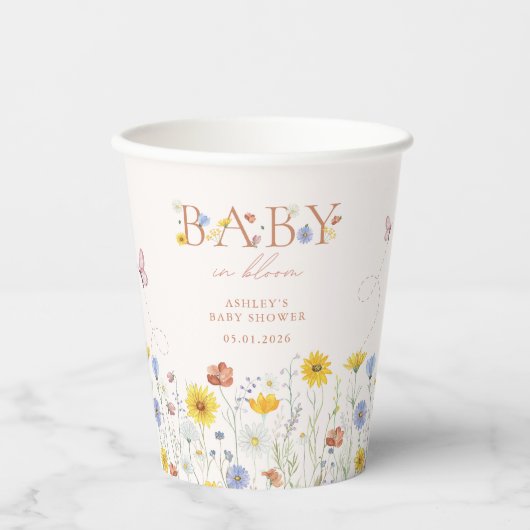 カラフルな野の花のベビーシャワー Baby In Bloom 紙コップ (正面)