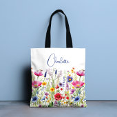 カラフルな野の花の名入れギフト トートバッグ