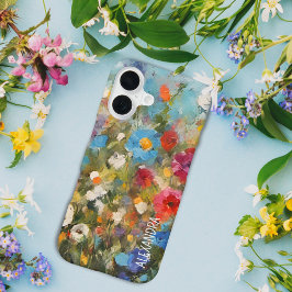 カラフルな野の花の抽象的な花柄 iPhone 16ケース