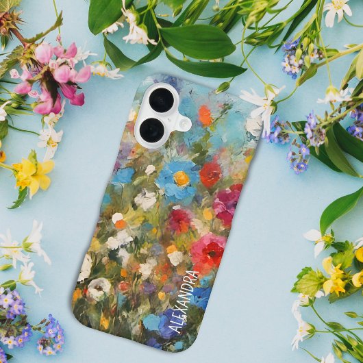 カラフルな野の花の抽象的な花柄 iPhone 16ケース