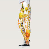 カラフルな野の花の水彩画 レギンス (左)