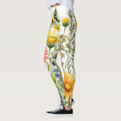 カラフルな野の花の水彩画 レギンス (左)