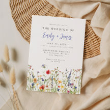 カラフルな野の花の結婚式の招待状