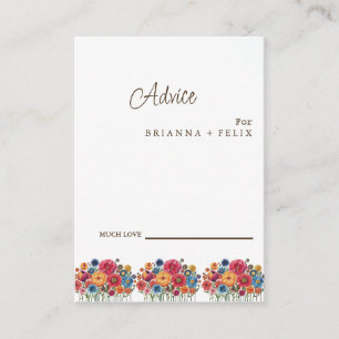 カラフルな野の花の結婚式アドバイスカード アドバイスカード