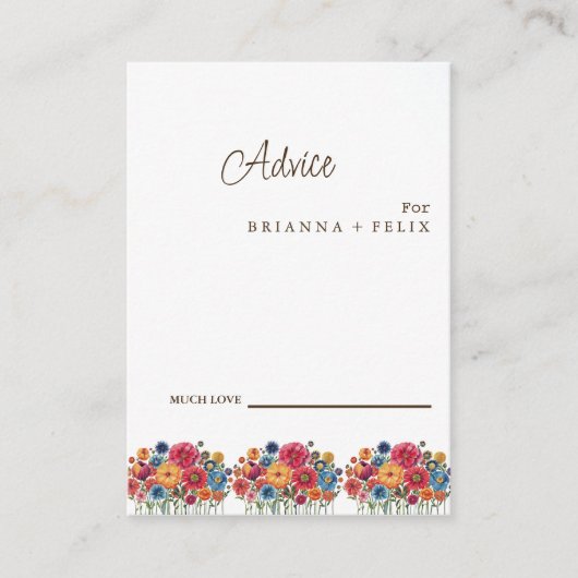 カラフルな野の花の結婚式アドバイスカード アドバイスカード (正面)
