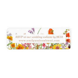 カラフルな野の花の結婚式ウェブサイトRSVP ラベル