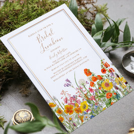 カラフルな野の花の結婚式前ランチョン 招待状