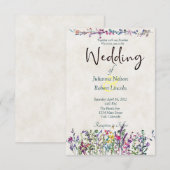 カラフルな野の花の結婚式招待状 招待状 (正面/裏面)
