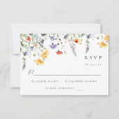 カラフルな野の花の結婚式RSVPカード 出欠カード (正面)