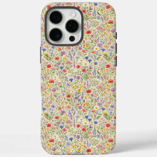 カラフルな野の花の草原シームレスパターン iPhone 16 PRO MAXケース