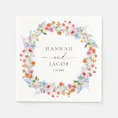 カラフルな野の花の草原  オーダーメイドの結婚式 スタンダードカクテルナプキン (正面)