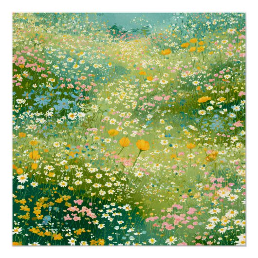 カラフルな野の花の草原 ポスター (正面)