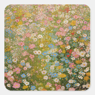 カラフルな野の花の草原 2 スクエアシール