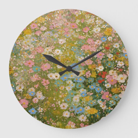 カラフルな野の花の草原 2 ラージ壁時計 (正面)