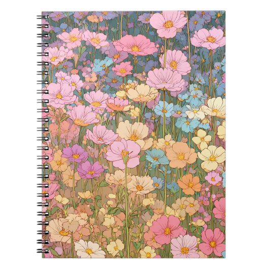 カラフルな野の花の草原 3 ノートブック (正面)