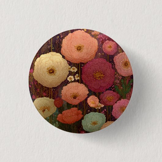 カラフルな野の花の草原 3 缶バッジ (正面)