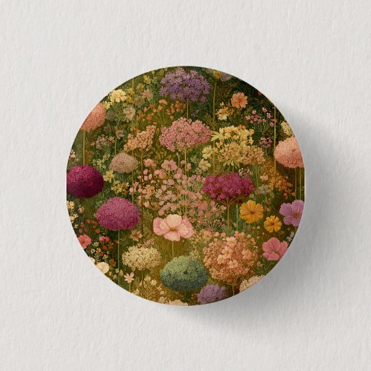 カラフルな野の花の草原 3 缶バッジ (正面)