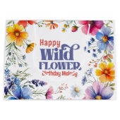 カラフルな野の花の誕生日 ラージペーパーバッグ (正面)