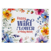 カラフルな野の花の誕生日 ラージペーパーバッグ (裏面)