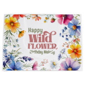 カラフルな野の花の誕生日 ラージペーパーバッグ (正面)