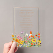 カラフルな野の花カントリー ウェディング アクリル招待状 (インサイチュ (ポータブル))