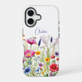 カラフルな野の花ガーデンの名入れ iPhone 16ケース (裏面)