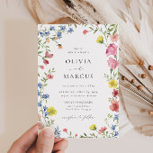 カラフルな野の花フレーム ウェディング招待状 招待状