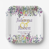 カラフルな野の花 ウェディング 紙皿 ペーパープレート (正面)