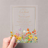 カラフルな野の花 カントリー ウェディング アクリル招待状 (インサイチュ (ポータブル))