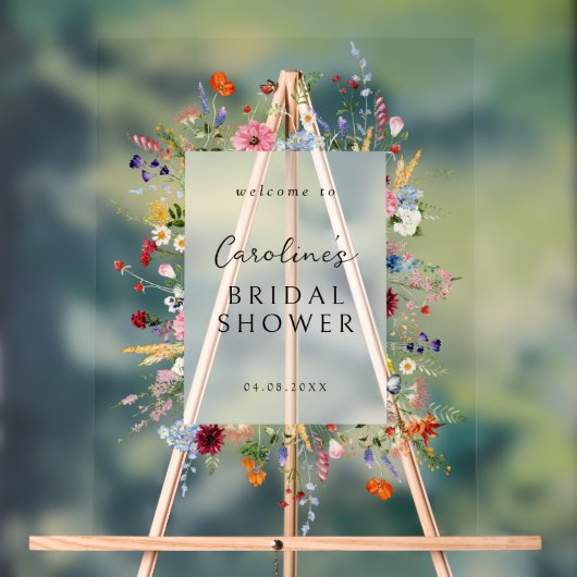 カラフルな野の花 ブライダルシャワー アクリルサイン (ニュートラル)