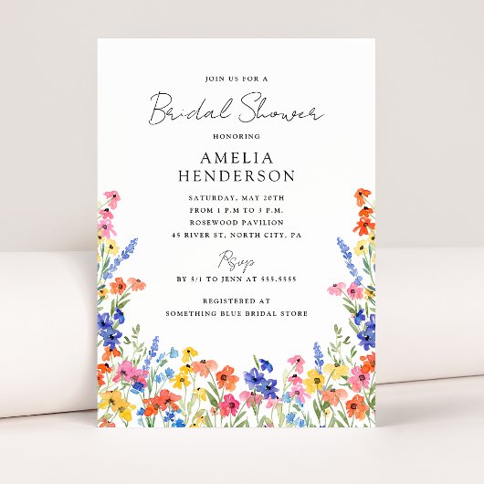 カラフルな野の花 ブライダルシャワー 招待状