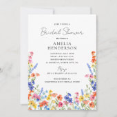 カラフルな野の花 ブライダルシャワー 招待状 (正面)