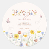 カラフルな野の花 ベビーシャワー ラウンドシール (正面)