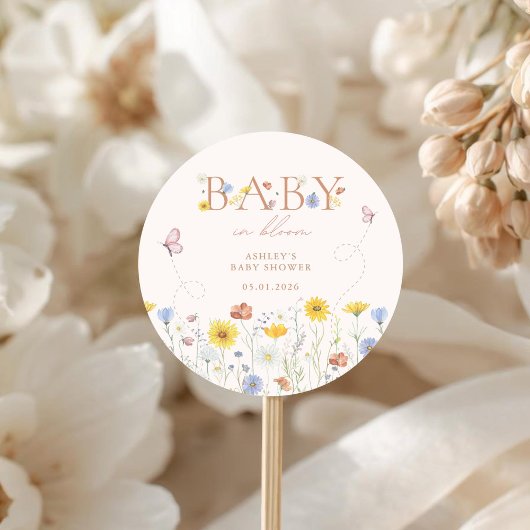 カラフルな野の花 ベビーシャワー ラウンドシール