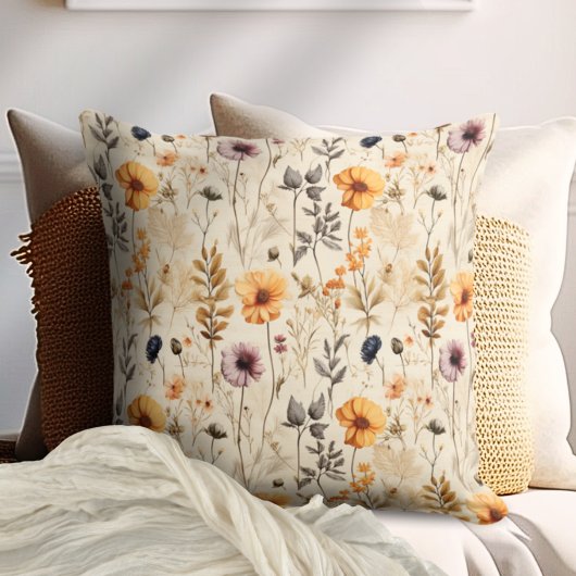 カラフルな野の花 ボヘミアン クッション