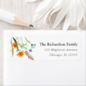 カラフルな野の花 春の花 水彩画 ラベル (インサイチュ)