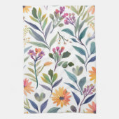 カラフルな野の花 | 美しい花の水彩画 キッチンタオル (縦)