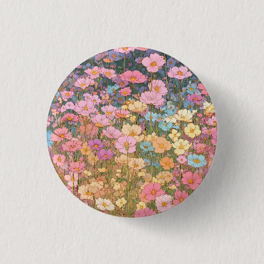 カラフルな野の花 1 缶バッジ (正面)