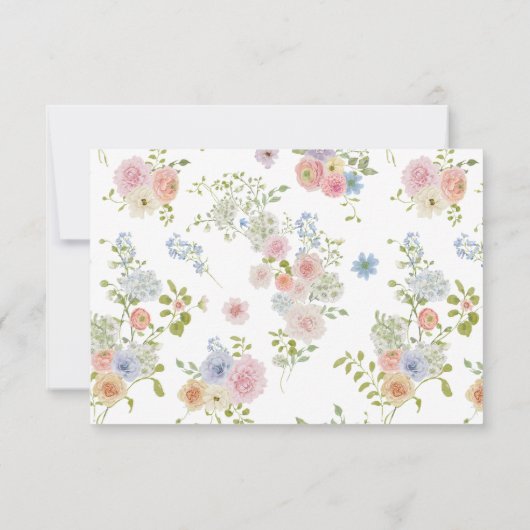 カラフルな野の花QRコード ウェディング 出欠カード (裏面)