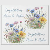 カラフルな野原のワイルドフラワーの結婚式/シャワー ラッピングペーパー (フラット)