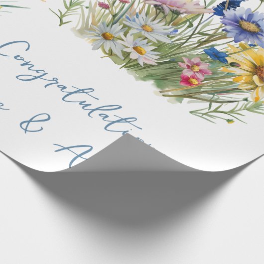 カラフルな野原のワイルドフラワーの結婚式/シャワー ラッピングペーパー (角)