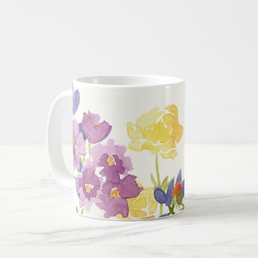 カラフルな野生のスコットランド人によっては水彩画のマグが開花します コーヒーマグカップ (正面左)