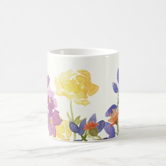 カラフルな野生のスコットランド人によっては水彩画のマグが開花します コーヒーマグカップ (中央)