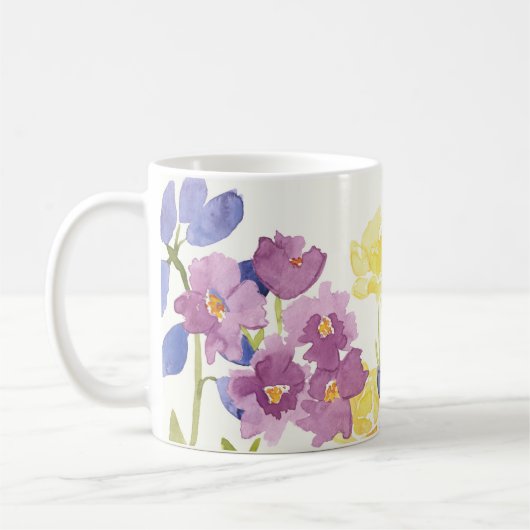 カラフルな野生のスコットランド人によっては水彩画のマグが開花します コーヒーマグカップ (左)