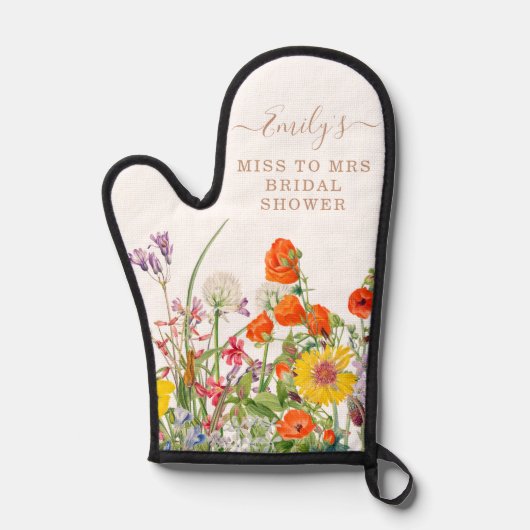 カラフルな野生の花がミス・トゥ・ミセスのブライダルシャワーを彩る 鍋つかみ (正面)